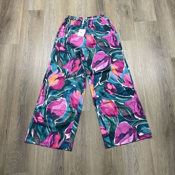 Fabletics Other - Fabletics Sleep Pant Womens Small Painted Tulips Pink Green Lounge Pajama Pants